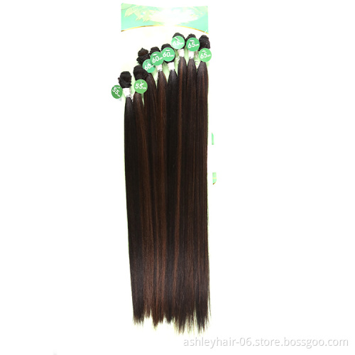 Kanekalon Fiber Hair Straight Wig Brazilian Multi Bundle Synthetic Yaki Weave